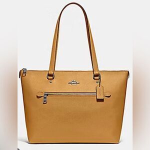 🔥🎁NWT! Coach Gallery Tote Handbag Crossgrain Leather Yellow Msrp:$328.00e